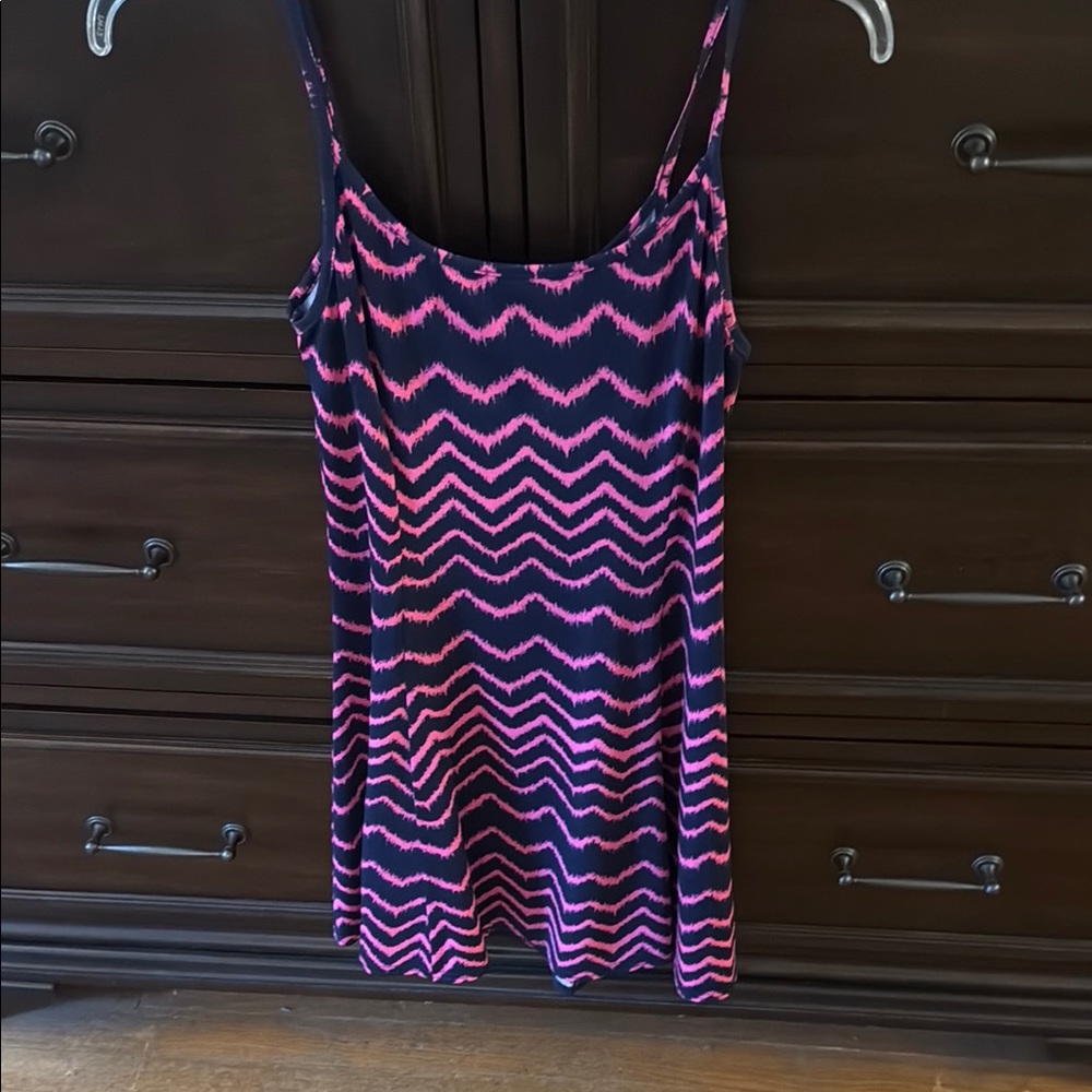 Aqua Pink and Black Zigzag Mini Dress